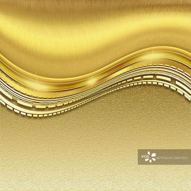 闪亮的金色设计背景与装饰曲线线和文字的地方图片素材