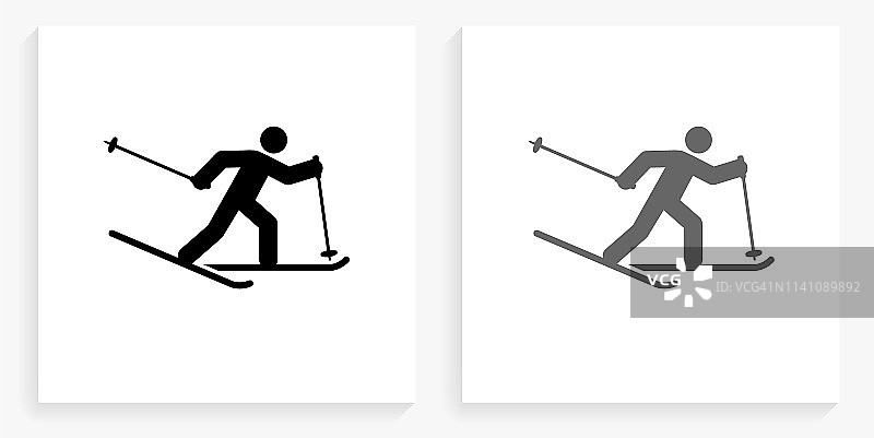 滑雪图黑色和白色方块图标图片素材