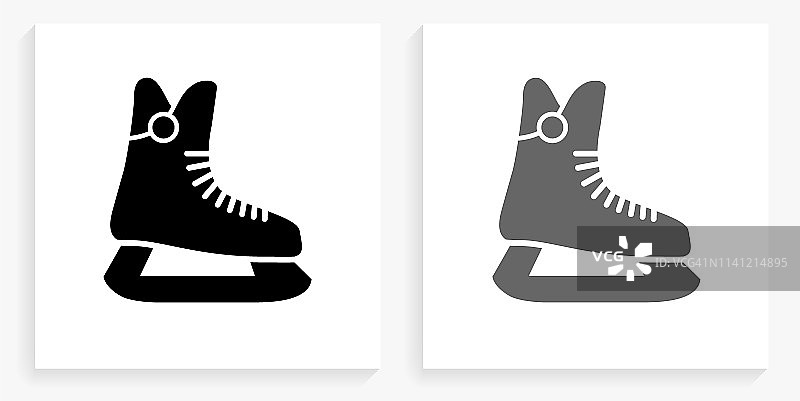 溜冰鞋黑色和白色方形图标图片素材