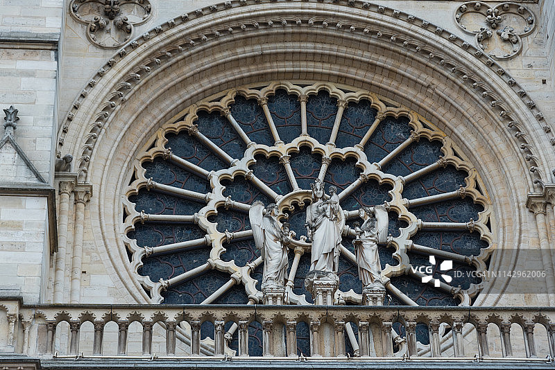 圣母玛利亚加冕典礼，北立面的入口，巴黎圣母院，巴黎，联合国教科文组织世界遗产图片素材