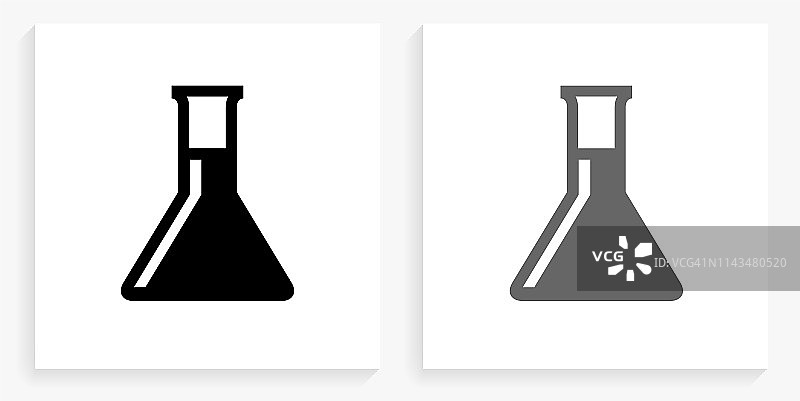 化学烧瓶黑白方形图标图片素材