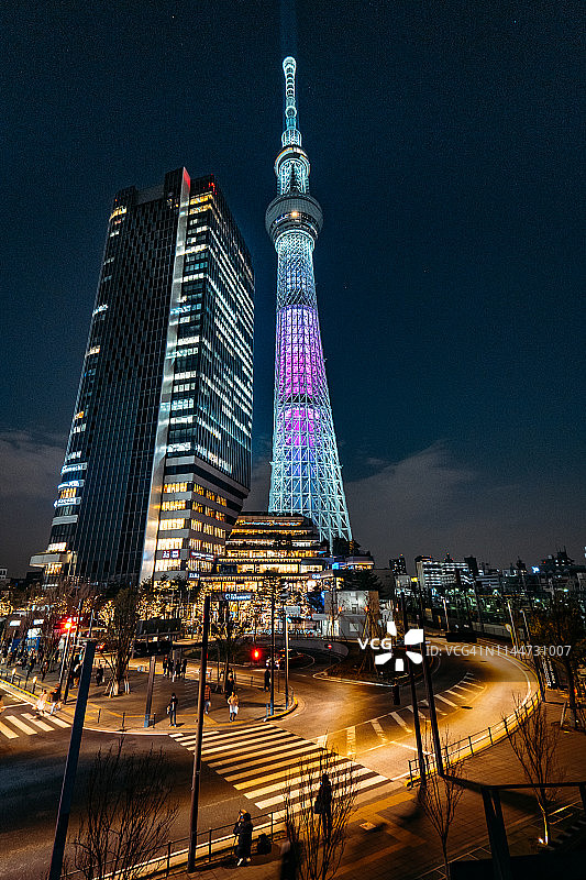 日本东京天空树夜景。图片素材
