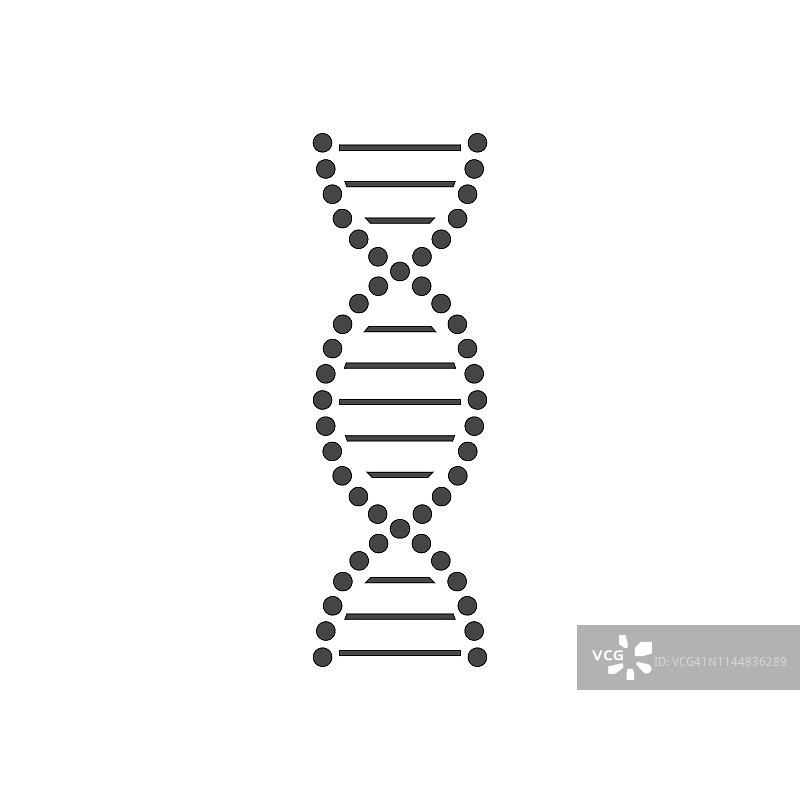 向量黑色DNA螺旋图标设计。在白色背景上隔离图片素材
