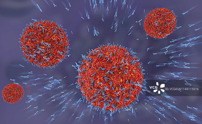 抗体攻击病毒粒子，插图图片素材