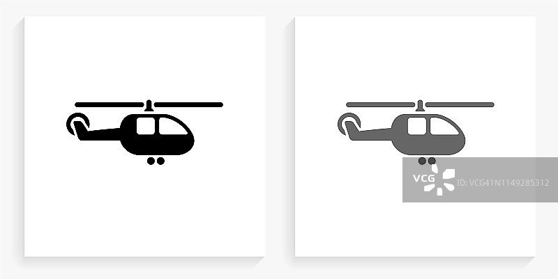 直升机黑白方形图标图片素材
