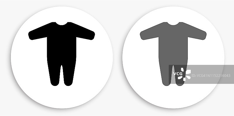 婴儿连衣裤黑白圆形图标图片素材