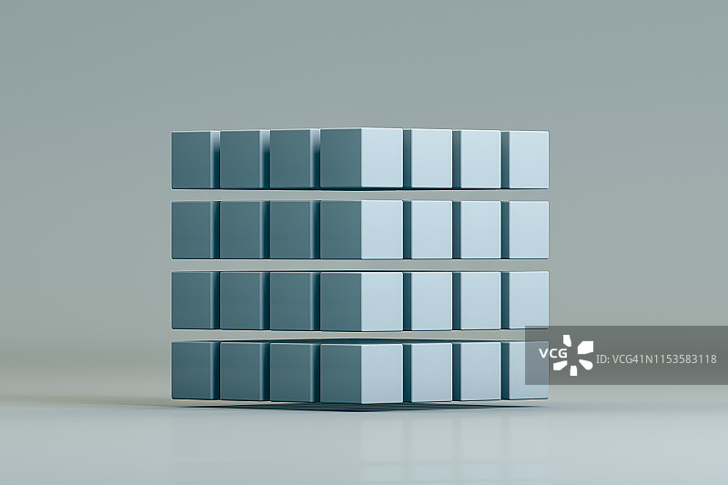 灰色背景下的抽象立方体块的三维渲染图片素材