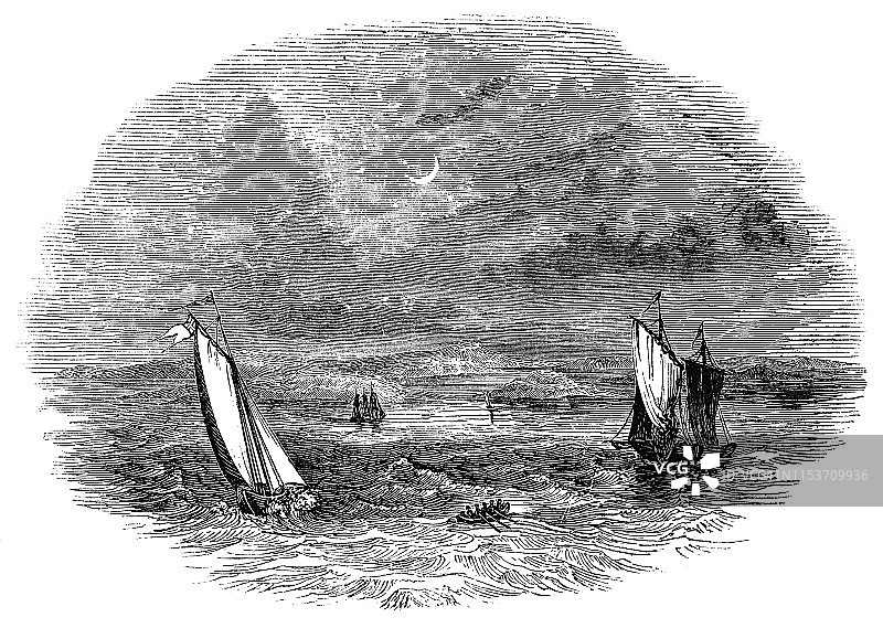 百慕大海上冒险的海难——17世纪图片素材
