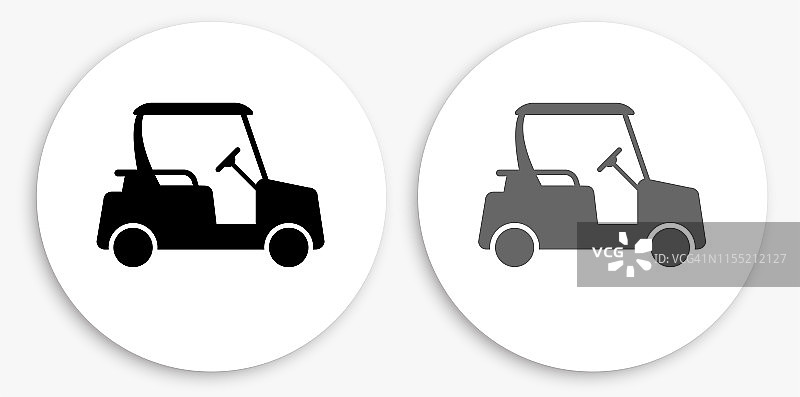 高尔夫球车黑白圆形图标图片素材