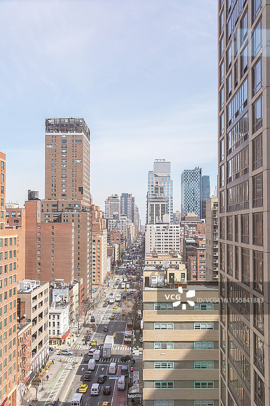 纽约市的街道和住宅楼。图片素材