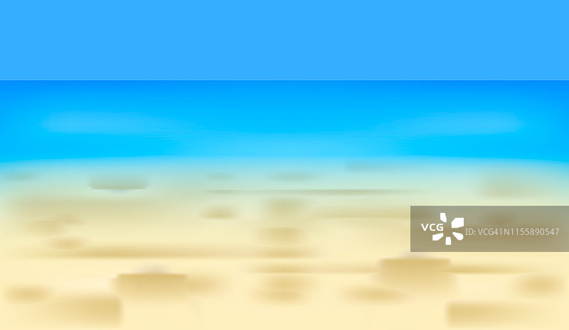 空旷的热带海滩矢量插图，地平线与天空，沙子和海，彩色的背景。图片素材