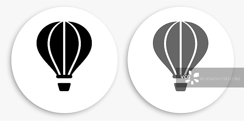 热气球黑色和白色圆形图标图片素材