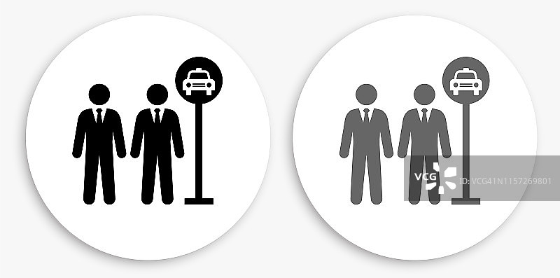 出租车停车黑白圆形图标图片素材