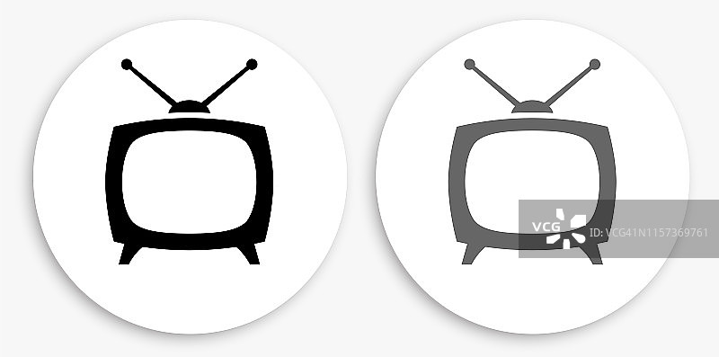 电视盒黑白圆形图标图片素材