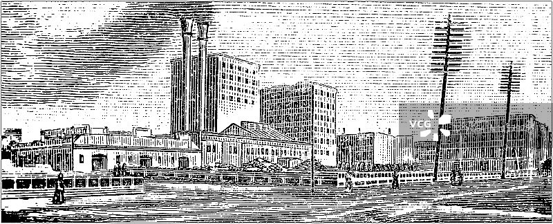 美国古董插图:新奥尔良，路易斯安那州-糖厂图片素材