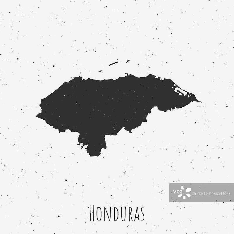 复古洪都拉斯地图与复古风格，在灰尘白色的背景图片素材