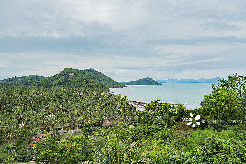 热带岛屿上的云，俯瞰苏梅岛，泰国图片素材