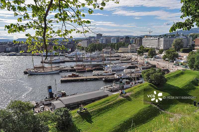 奥斯陆市的河堤港口图片素材