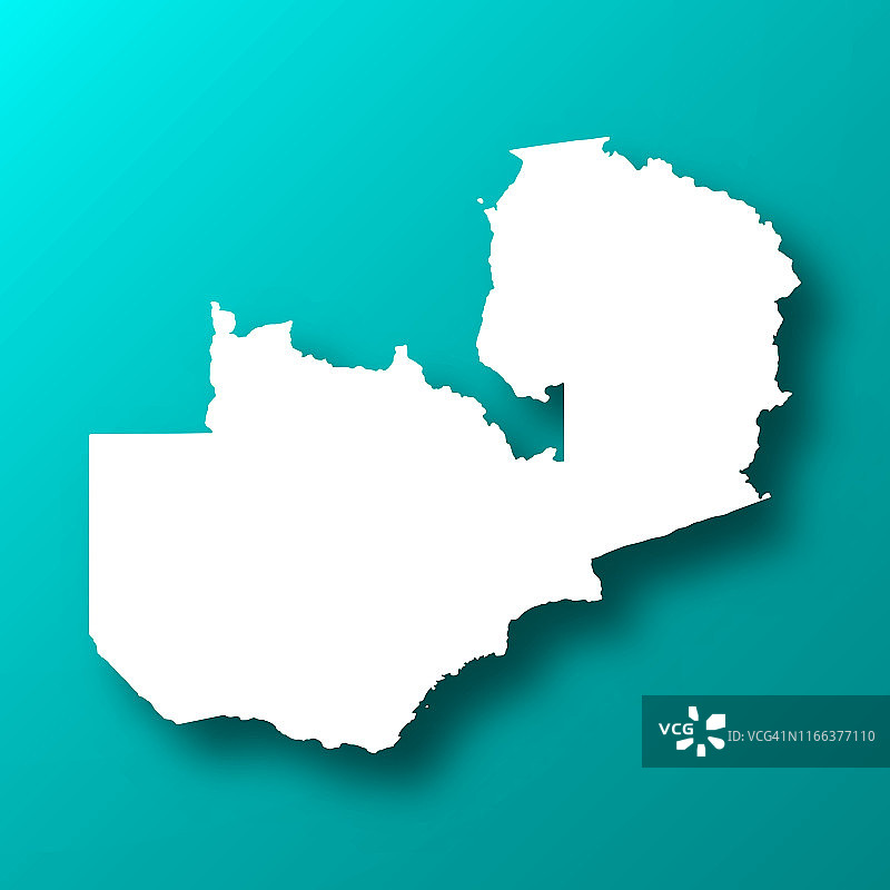 赞比亚地图上的蓝绿色背景与阴影图片素材