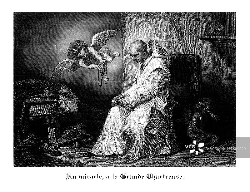奇迹的大chartrens，古法国雕刻插图的Les Couvents(修道院)，1846图片素材