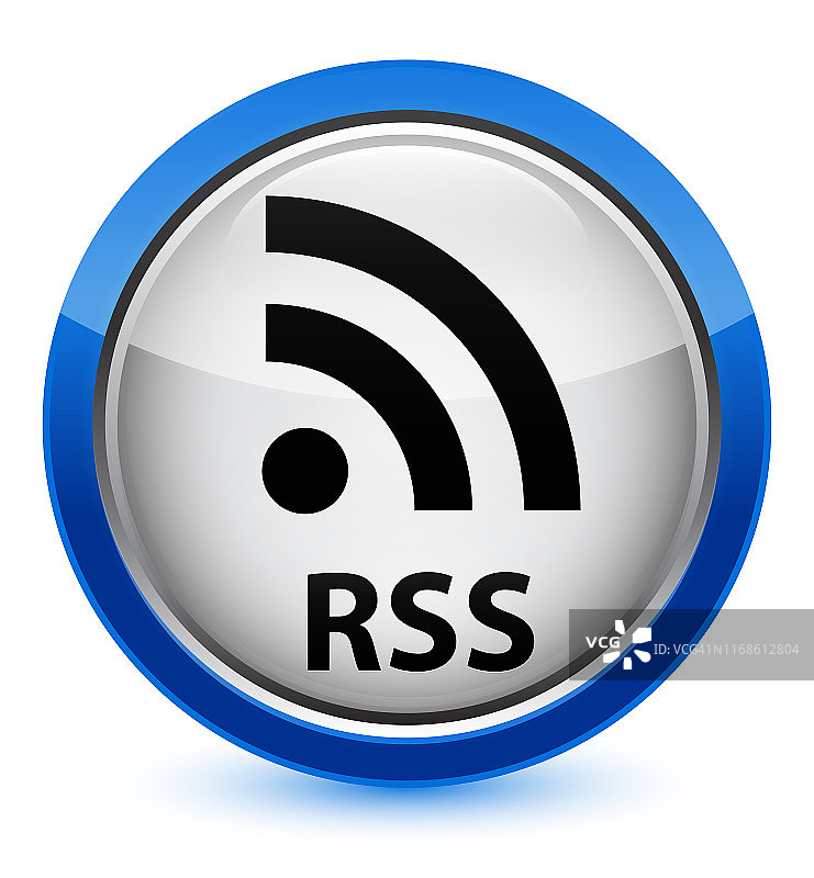 RSS水晶蓝色圆形按钮图片素材