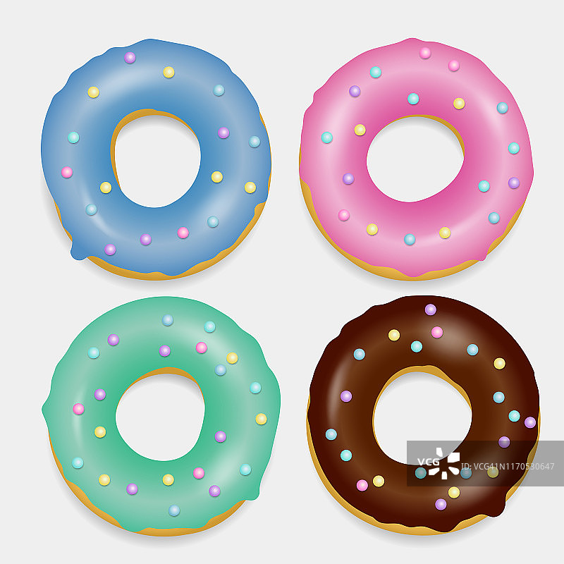 甜甜圈。手绘烘焙设计波普艺术图片素材