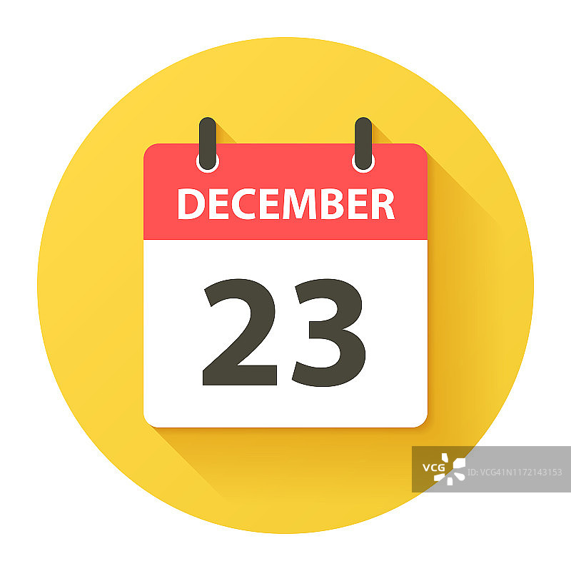 12月23日-圆日日历图标在平面设计风格图片素材