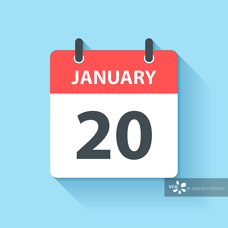 1月20日-日日历图标在平面设计风格图片素材