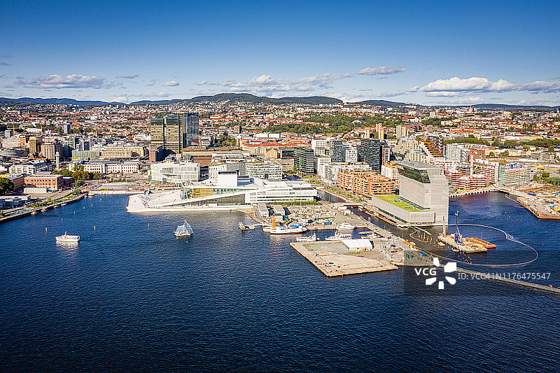 奥斯陆城市景观海港挪威鸟瞰图图片素材