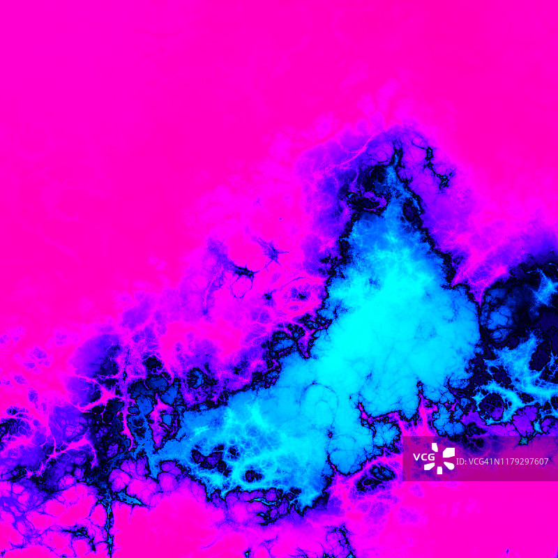 创意抽象玛瑙蓝色Ebru霓虹灯波在洋红色的背景图片素材