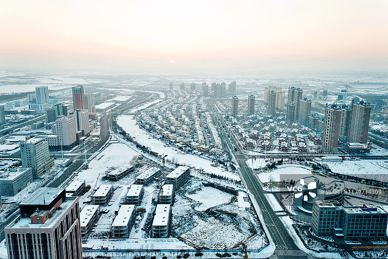 冬季市区鸟瞰图图片素材