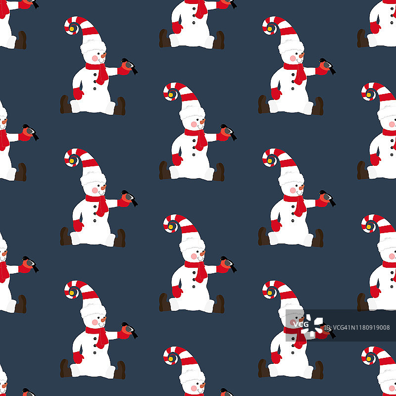 雪人在圣诞服装无缝图案图片素材