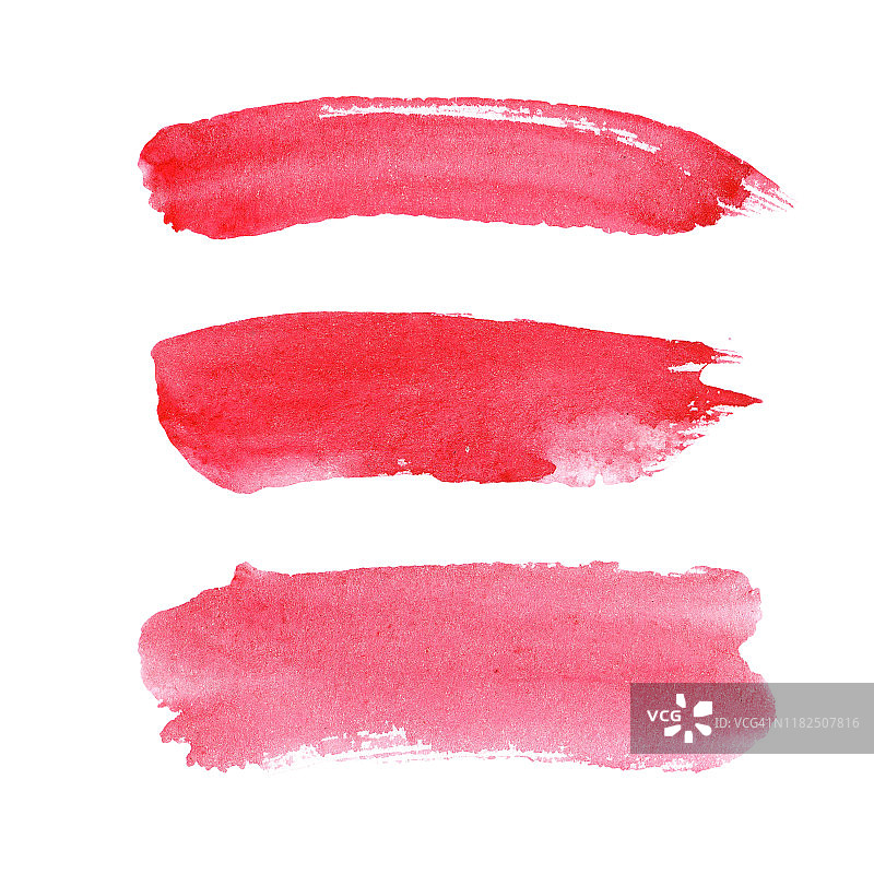 水彩插图一套粉红色的红色珊瑚笔触。图片素材