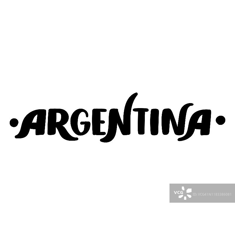 手写的字阿根廷。手绘字体。图片素材