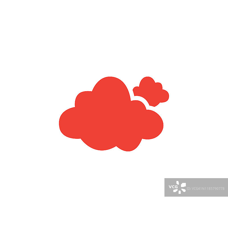 云红色图标上的白色背景。红色平坦风格矢量插图。图片素材
