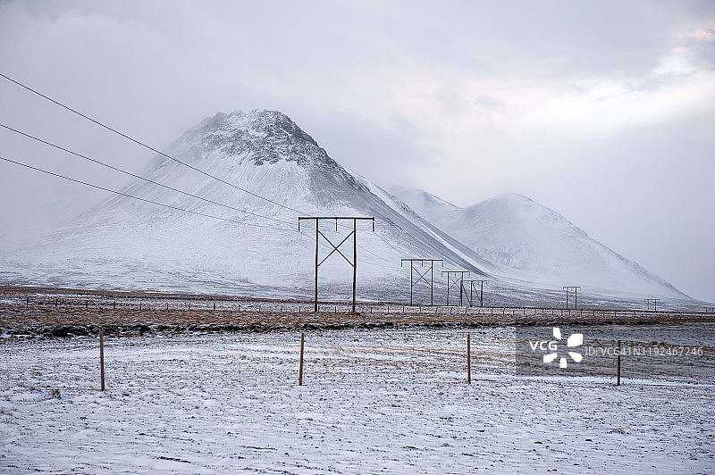 冰岛西北部Hvammstangi附近的冬季景观图片素材