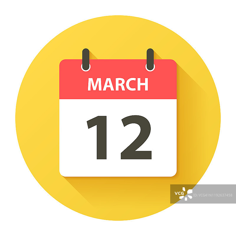 3月12日-圆日日历图标在平面设计风格图片素材