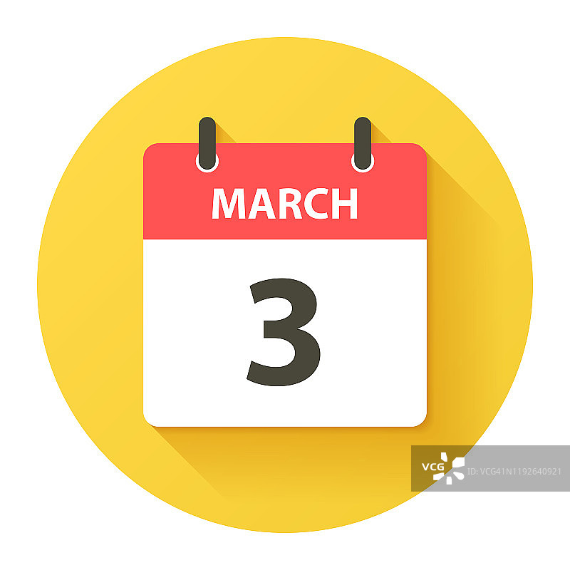 3月3日-圆日日历图标在平面设计风格图片素材