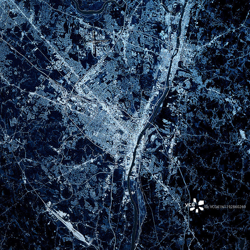 奥尔巴尼纽约3D渲染地图蓝色顶视图2018年10月图片素材