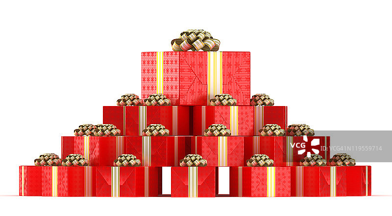一堆装着礼物的红色礼品盒图片素材