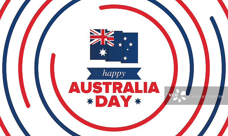 澳大利亚的一天。全国节日快乐，每年的1月26日庆祝。澳大利亚国旗。爱国主义的元素。海报、卡片、横幅和背景。矢量图图片素材