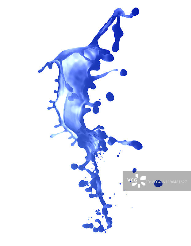 人物和抽象形式的水的蓝色在白色的背景。图片素材
