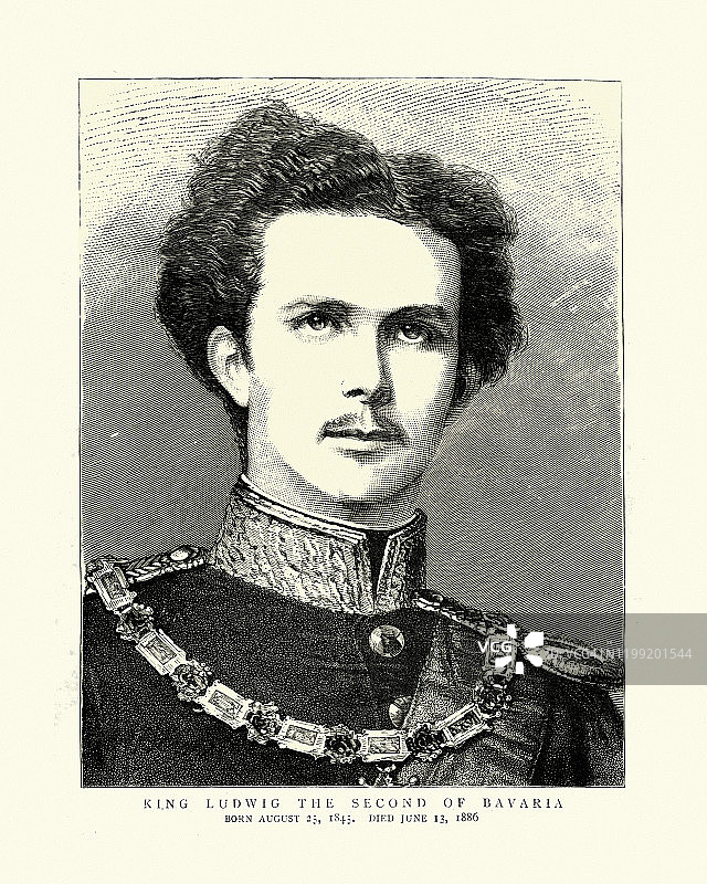 19世纪德国巴伐利亚国王路德维希二世图片素材