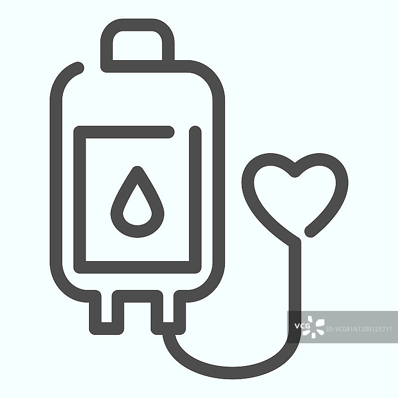 捐赠银行线图标。献血载体插图孤立在白色上。捐赠健康大纲风格设计，设计为web和应用程序。Eps 10。图片素材