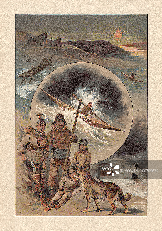 《爱斯基摩人》，彩色印刷术，出版于1897年图片素材