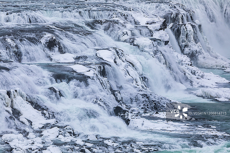 冰岛冬季的海湾瀑布。图片素材