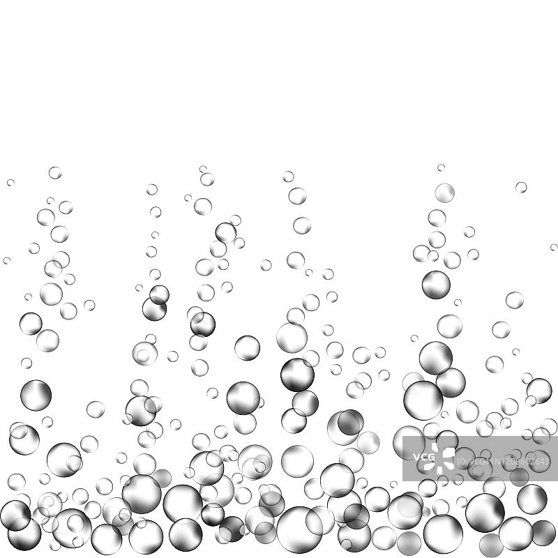 透明的水下气泡纹理隔离在白色的背景。向量炙热的泡沫图片素材