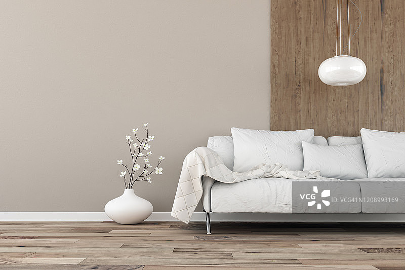 典雅的客厅与沙发-硬木背景图片素材