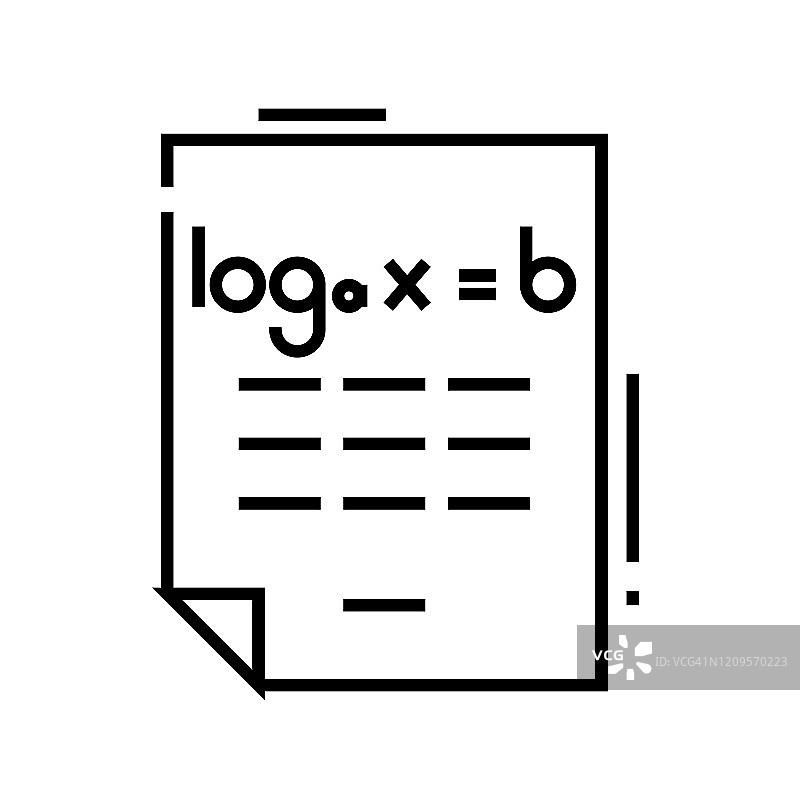 数学工作线图标、概念符号、轮廓矢量插图、线性符号图片素材
