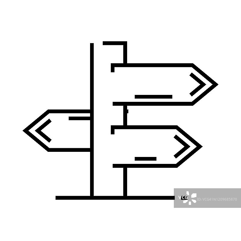 路标线图标，概念标志，轮廓矢量插图，线性符号图片素材